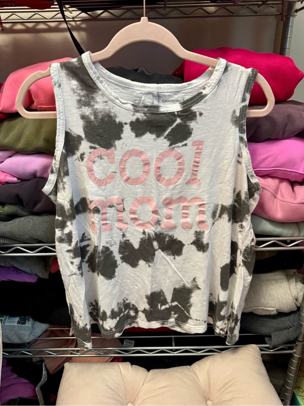 Grayson Threads "Cool Mom" Tie-Dye Muscle Tank - Pink/Black XL